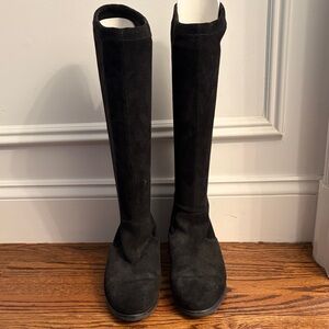 Women's Black Suede Below Knee boots 8